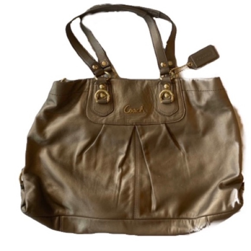 COACH ASHLEY METALLIC LEATHER CARRYALL